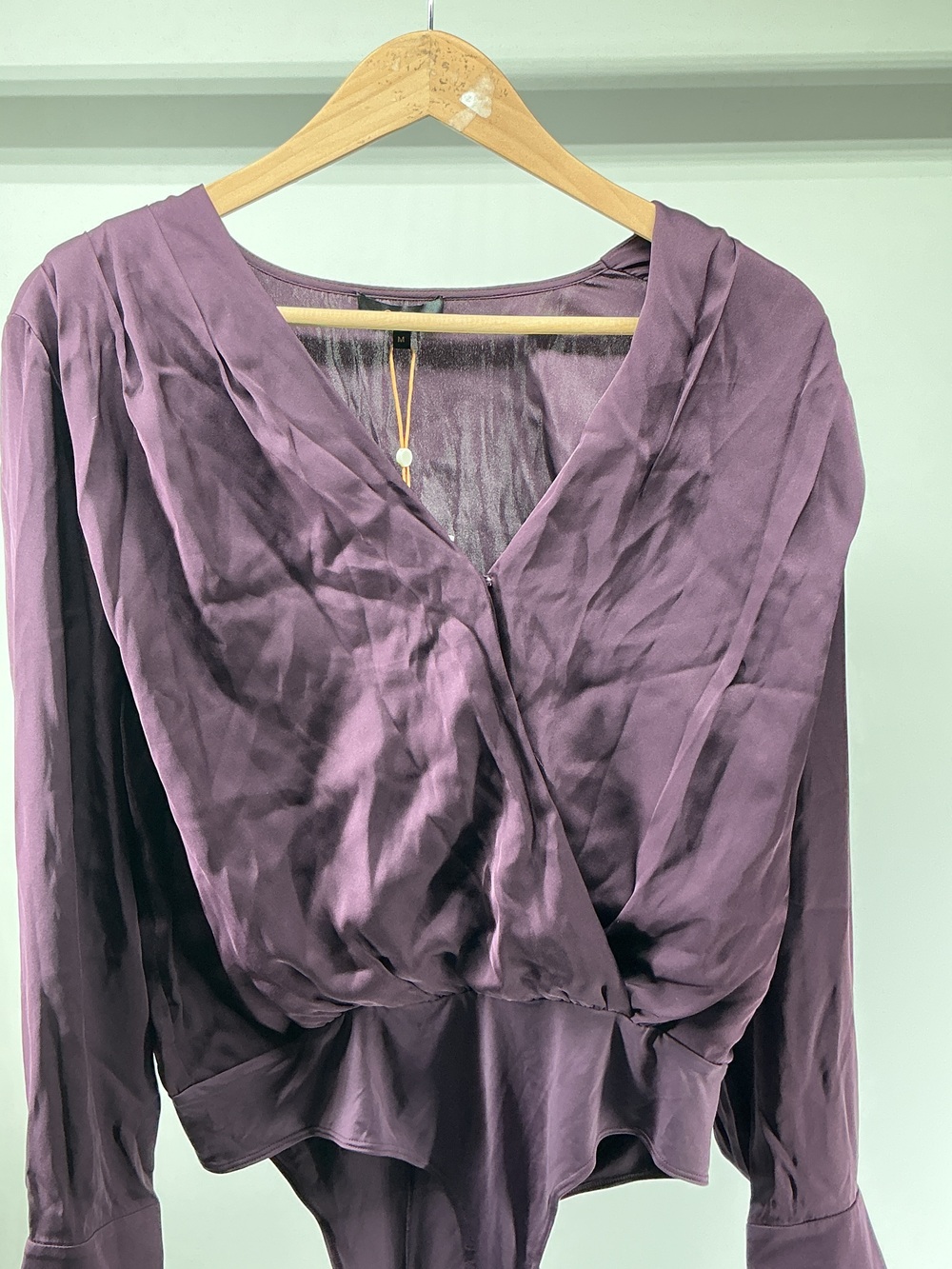 Washable Stretch Silk Surplice Bodysuit